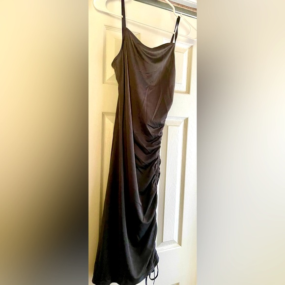 NWT Free People Talk About It Mini-To-Midi Slip Dress in Color: Dark Gull Grey - Picture 5 of 5